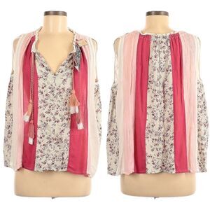 NWOT ROCKS & INDIGO Floral Boho Tassel Sleeveless Top M